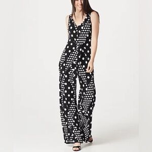 LAURIE FELT - Tie-Front Sleeveless Jumpsuit - Petite - Black Dot in Size XLP